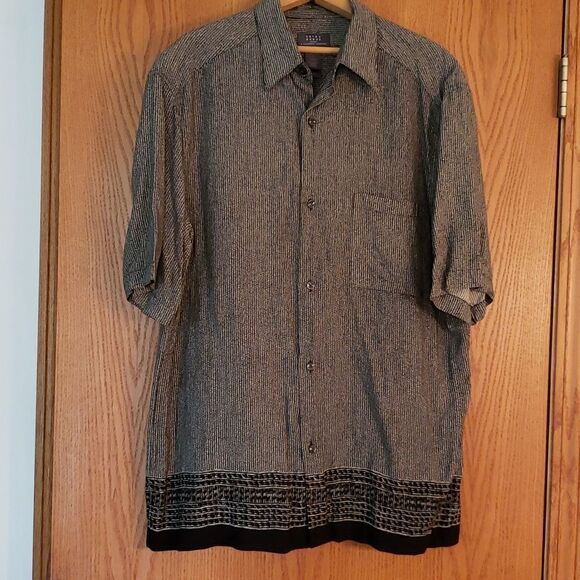 Very Nice Gray Black Crazy Horse (a Claiborne Co) Button Down Dress Shirt Sz L - Picture 1 of 5